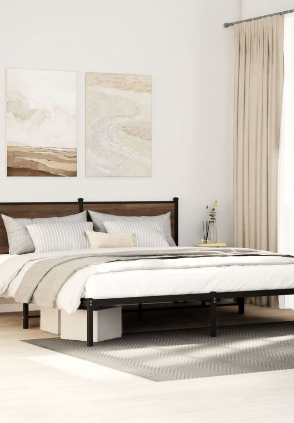 Moderiktig vidaxl sängram i brun färg gjord i ek.