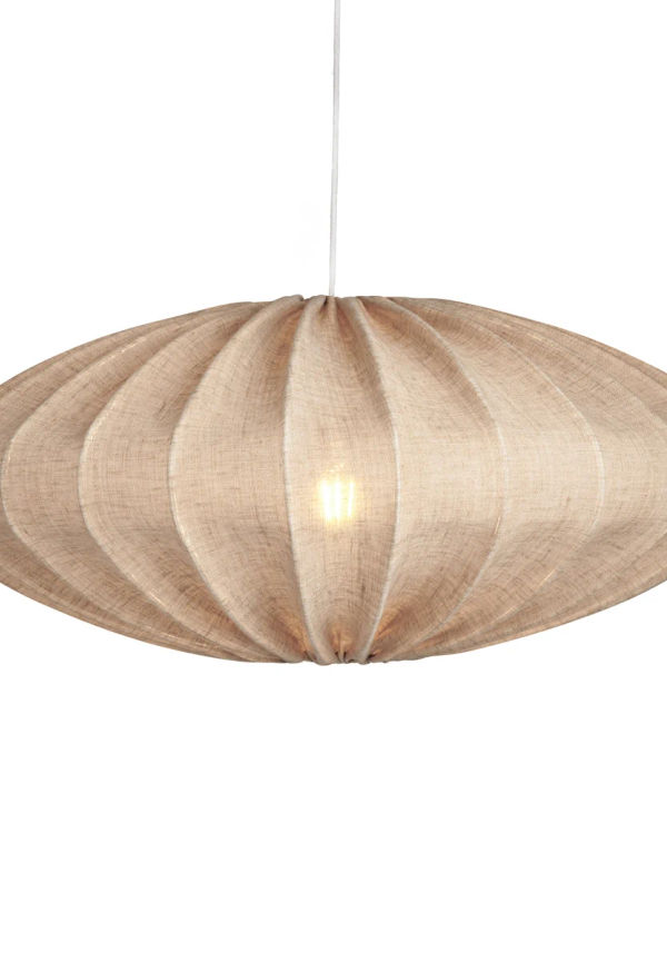 Moderiktig watt & veke lampa i beige färg gjord i linne.