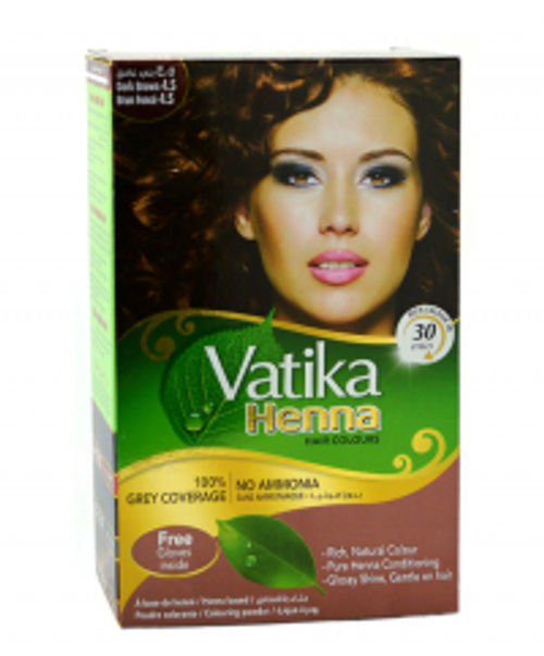 Хна для окраски волос Vatika Henna Natural Dark Brown (темно-коричневая), 6 пакетиков. 