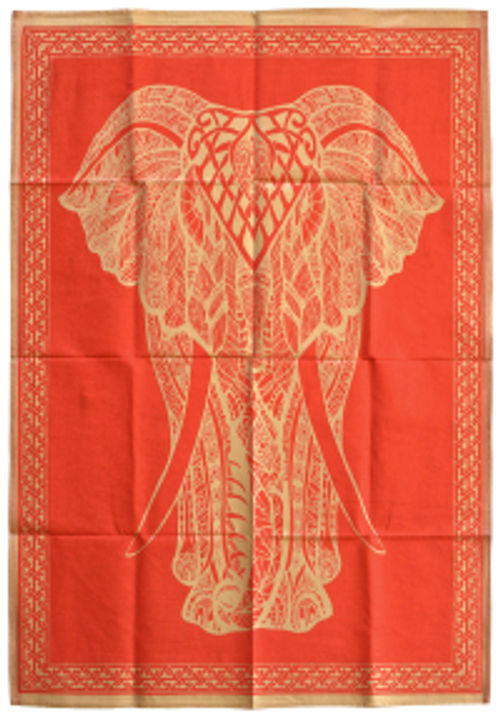 Панно "Слон" (золотистый рисунок, красный фон, 73 х 105 см). 