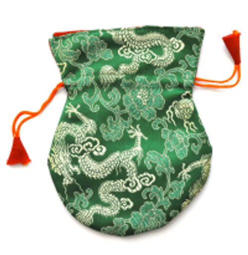 Купить Мешочек для четок (зеленый с драконами), 11 x 14,5 см в интернет-магазине Ариаварта