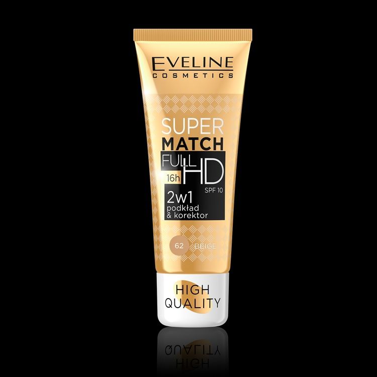 EVELINE SUPER MATCH HD SPF 10 2W1 62 biege Face - Makeup 