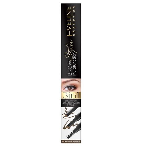 Brow Styler 3in1 Medium Brown Eveline Brow Pencil 