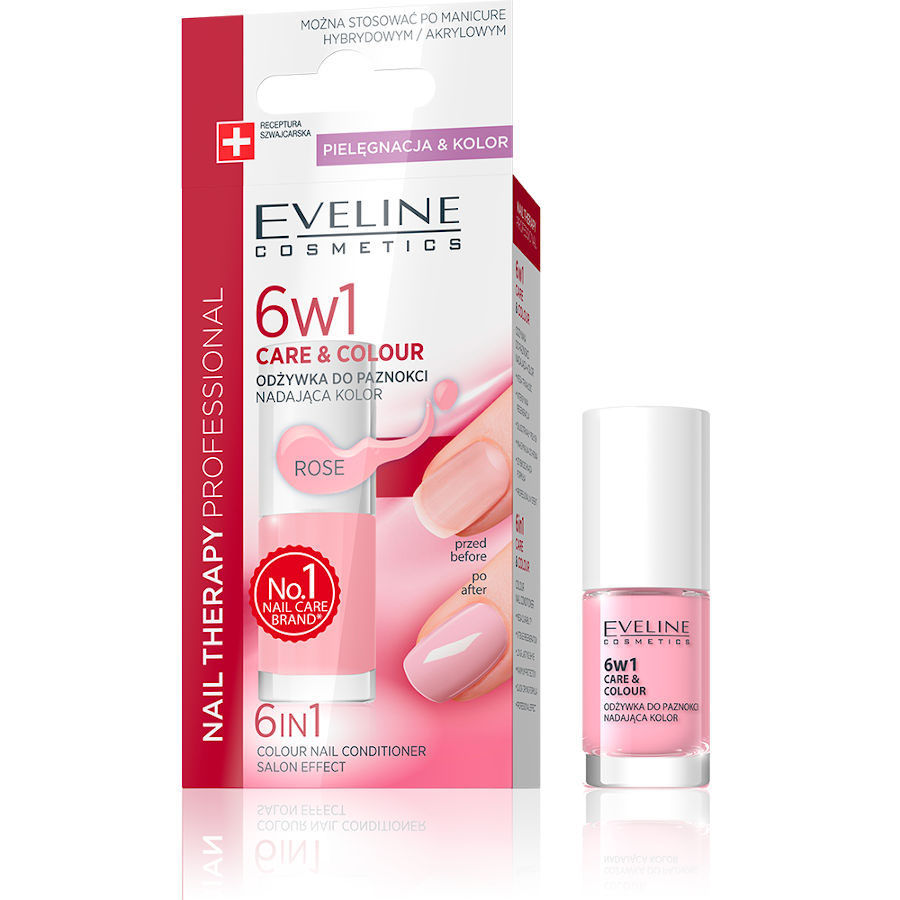 EVELINE- NAIL THERAPY 6IN1 CARE & COLOUR ROSE 5ML0 Nails - Makeup 