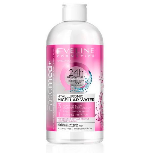 Hyaluronic Micellar Water 3in1  Eveline Micellar Water 400 ml