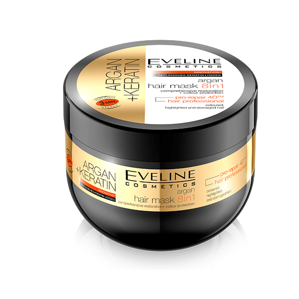 Argan Keratin 8in1 Hair Mask  Eveline Mask 300 ml