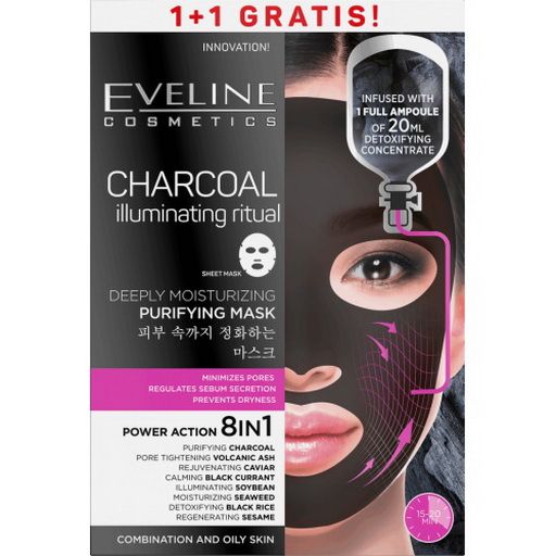 Charcoal Sheet Mask Eveline Face Mask 20 ml