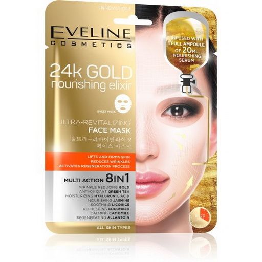 24K Gold Sheet Mask Eveline Face Mask 20 ml