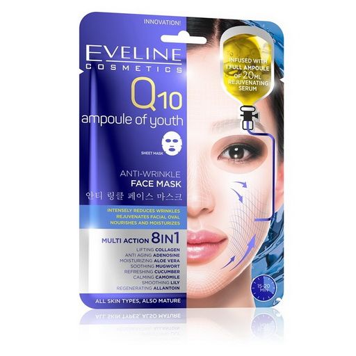 Q10 Anti-Wrinkle Sheet Mask Eveline Face Mask 20 ml