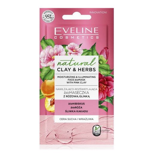 Natural Clay Pink Moisturizing Mask Eveline Face Mask 8 ml