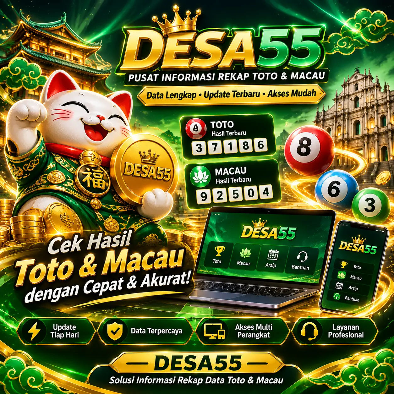 Thumbnail 1 of 3, Poster, DESA55 – Pusat Informasi Rekap Toto dan Hasil Macau Terbaru designed and sold by DESA55.