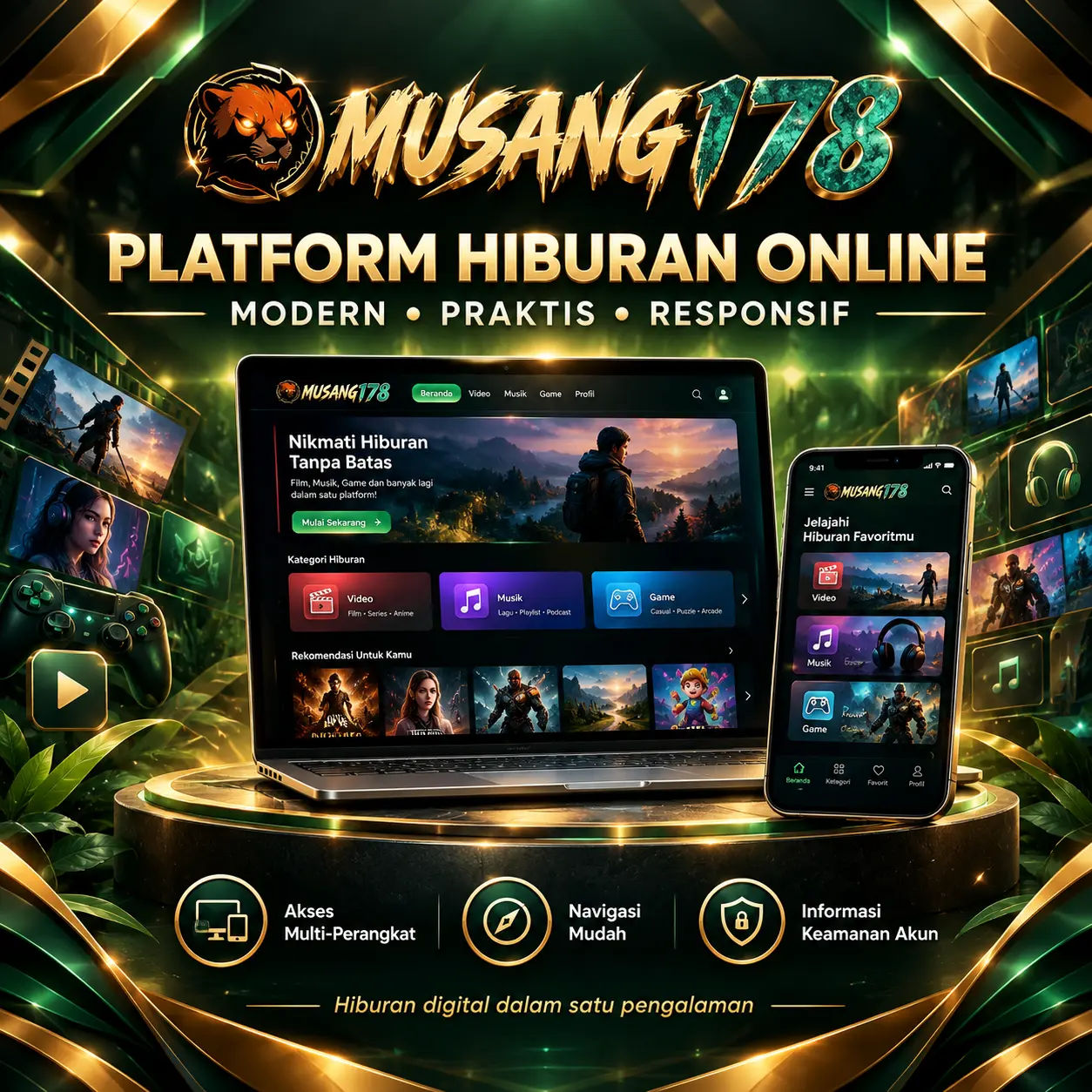Thumbnail 1 of 3, Poster, MUSANG178 – Platform Hiburan Online Modern dan Berkualitas designed and sold by MUSANG178.