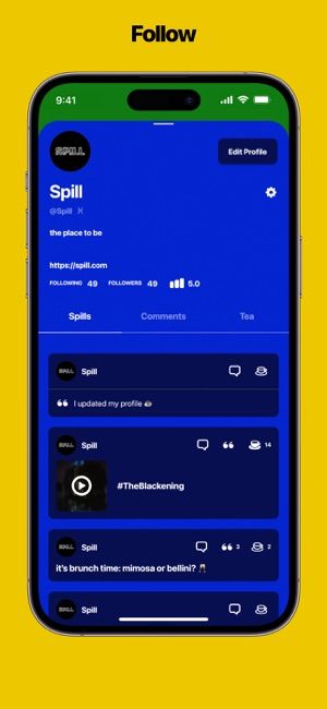 Spill App, Sipping, follow