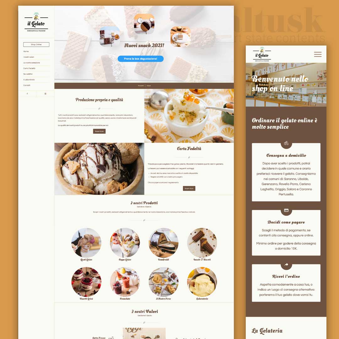 il gelato gelateria online e-commerce sito web