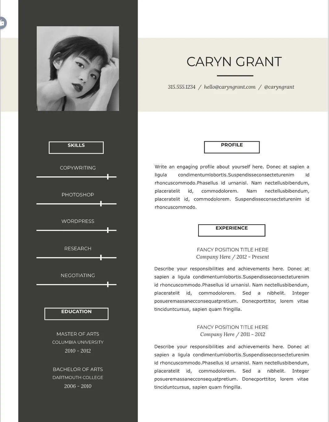 Template CV Profesional (Word) – ATS Friendly & Editable | CV Single Page #110
