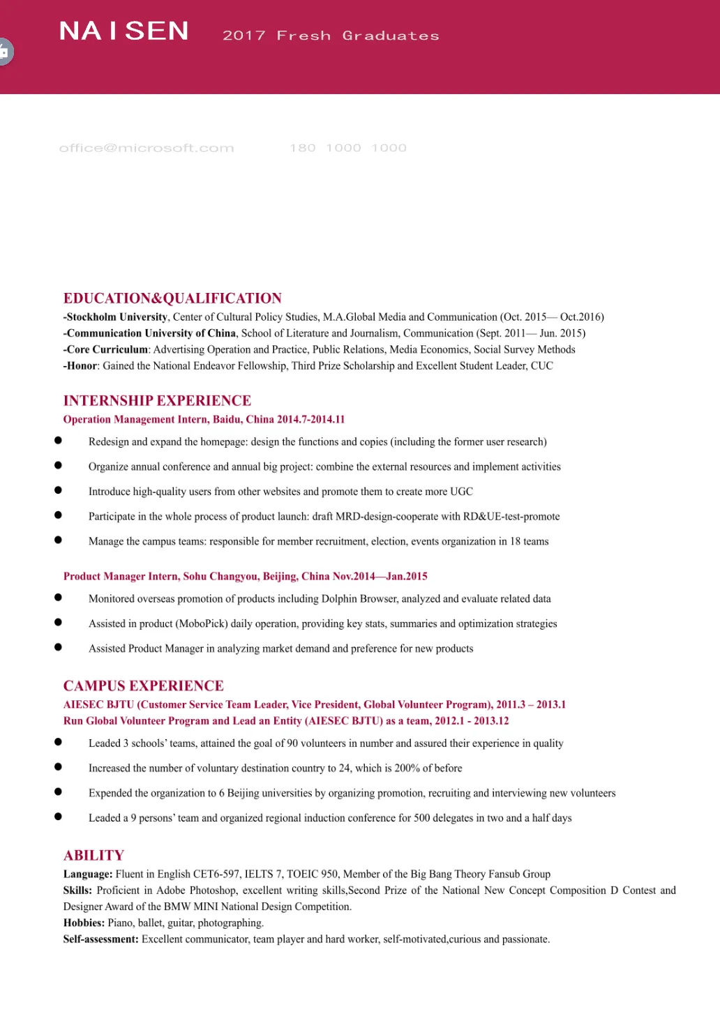 Template CV Profesional (Word) – ATS Friendly & Editable | CV Single Page #107