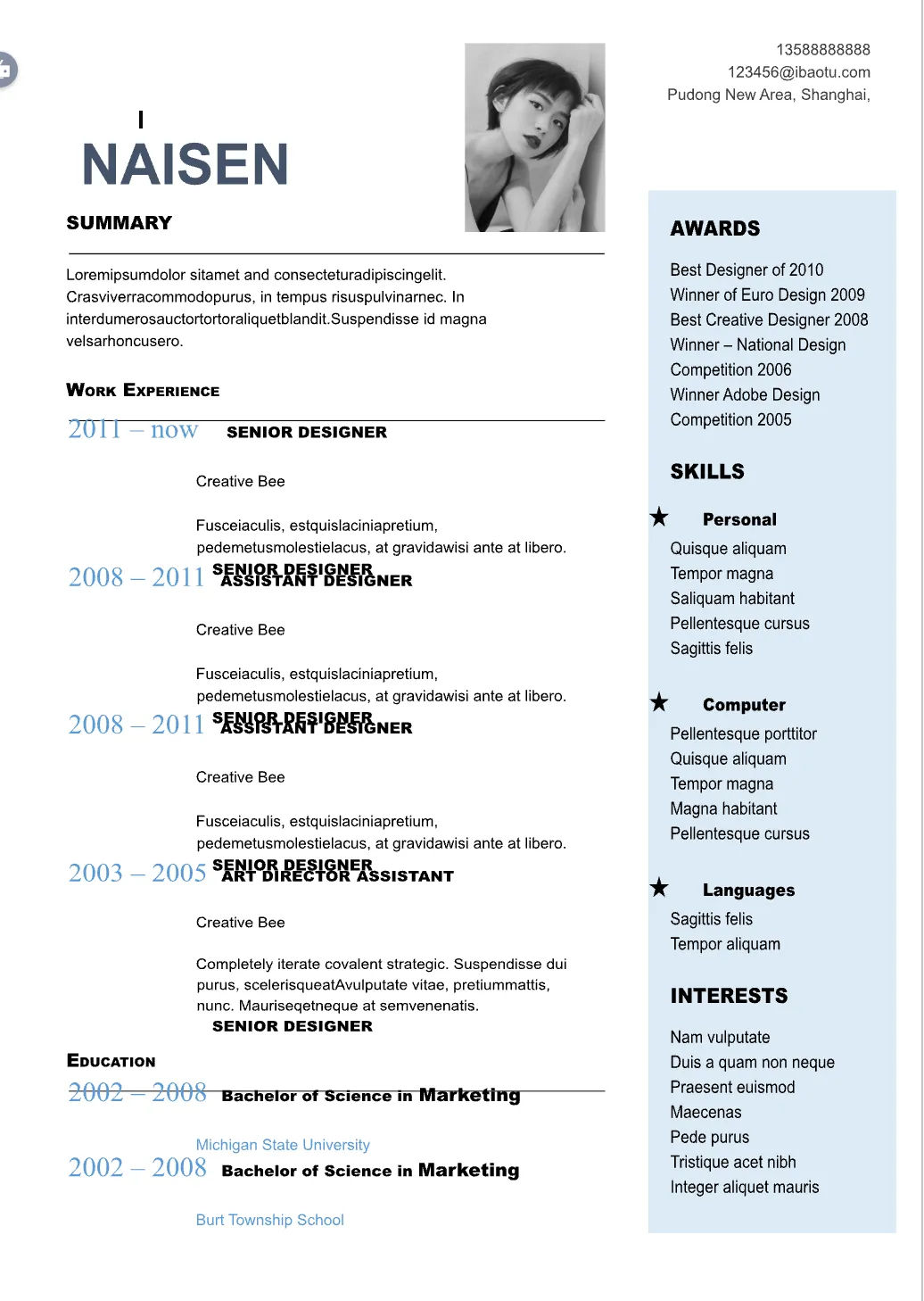 Template CV Profesional (Word) – ATS Friendly & Editable | CV Single Page #101