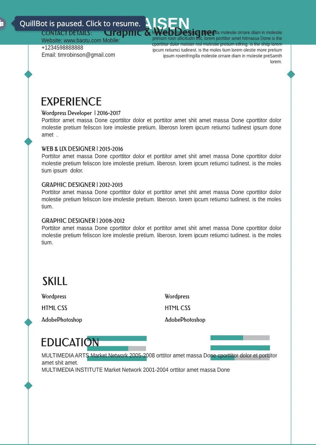 Template CV Profesional (Word) – ATS Friendly & Editable | CV Single Page #96