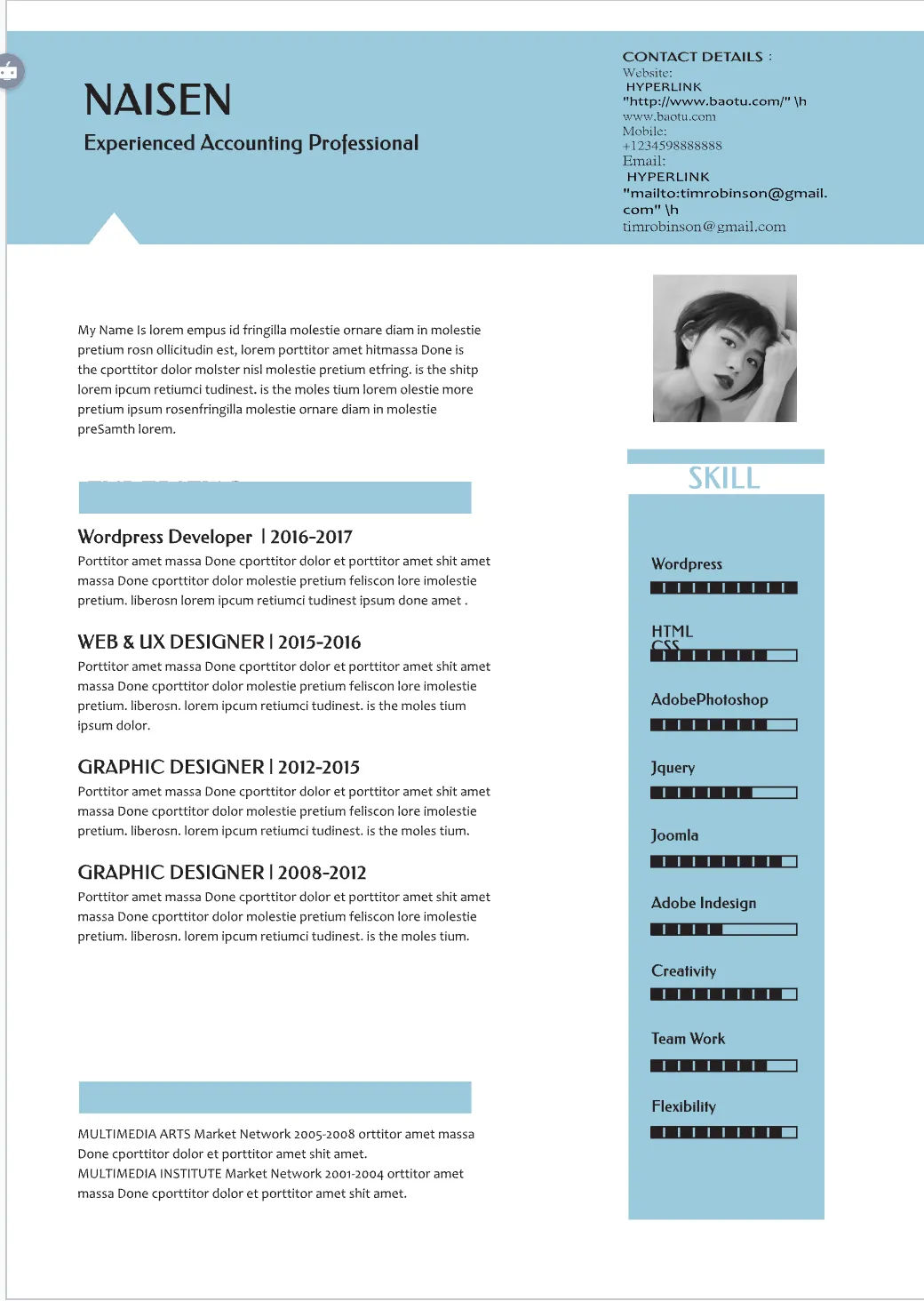 Template CV Profesional (Word) – ATS Friendly & Editable | CV Single Page #94