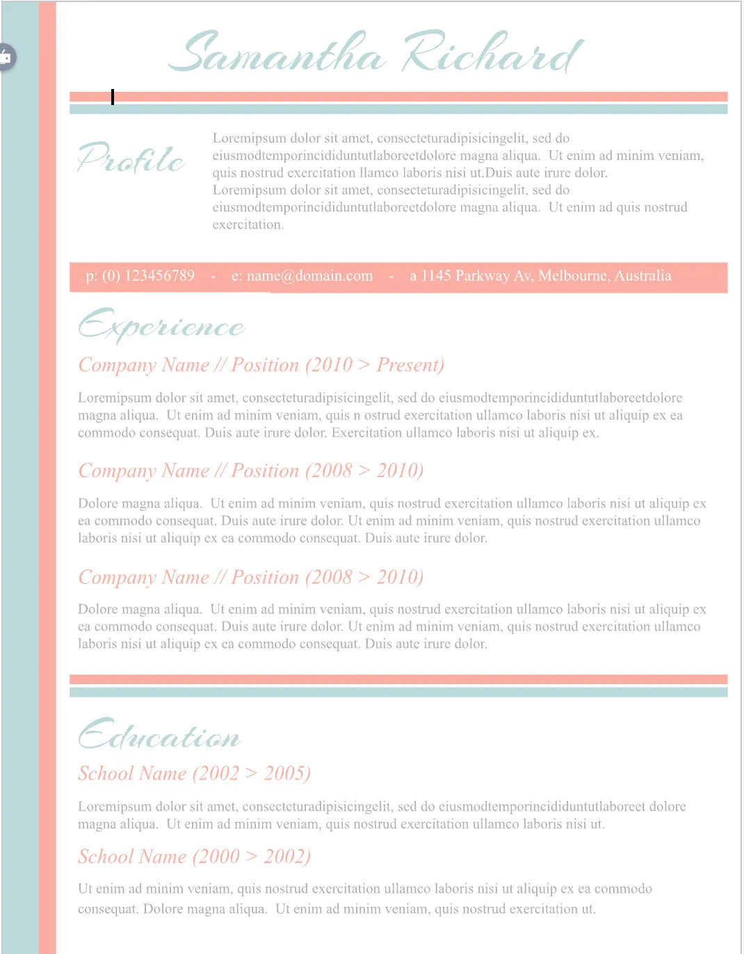 Template CV Profesional (Word) – ATS Friendly & Editable | CV Single Page #122