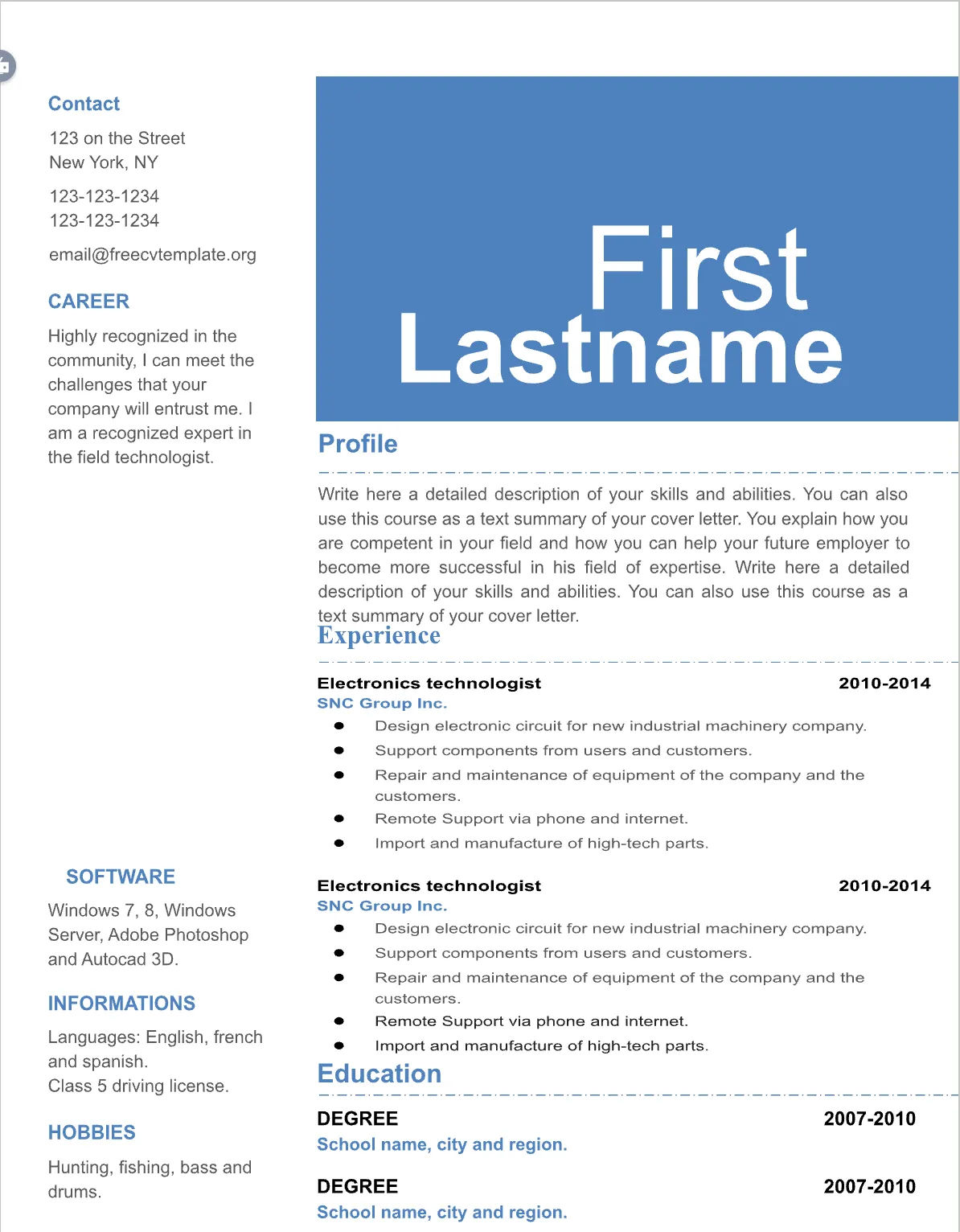 Template CV Profesional (Word) – ATS Friendly & Editable | CV Single Page #35 - 3 Colours
