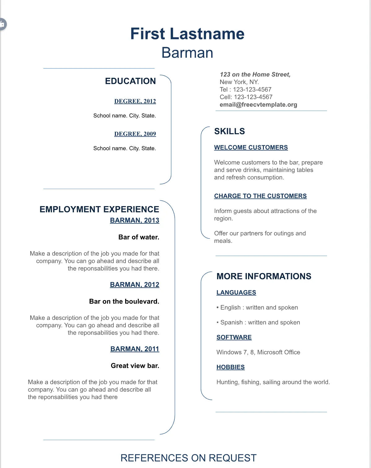 Template CV Profesional (Word) – ATS Friendly & Editable | CV Single Page #32 - 3 Colours