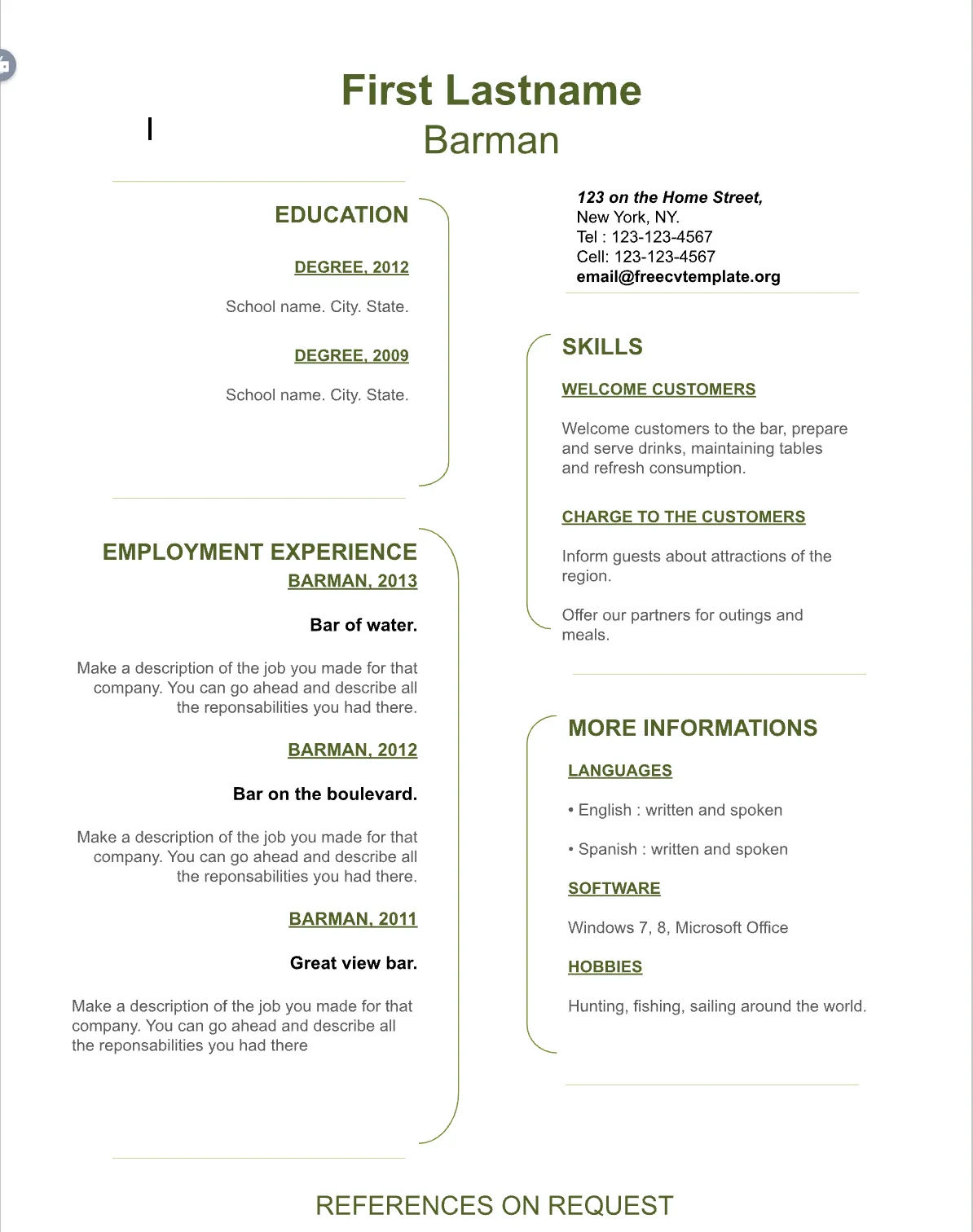 Template CV Profesional (Word) – ATS Friendly & Editable | CV Single Page #31 - 3 Colours