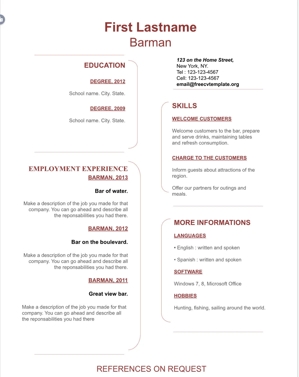 Template CV Profesional (Word) – ATS Friendly & Editable | CV Single Page #30 - 3 Colours