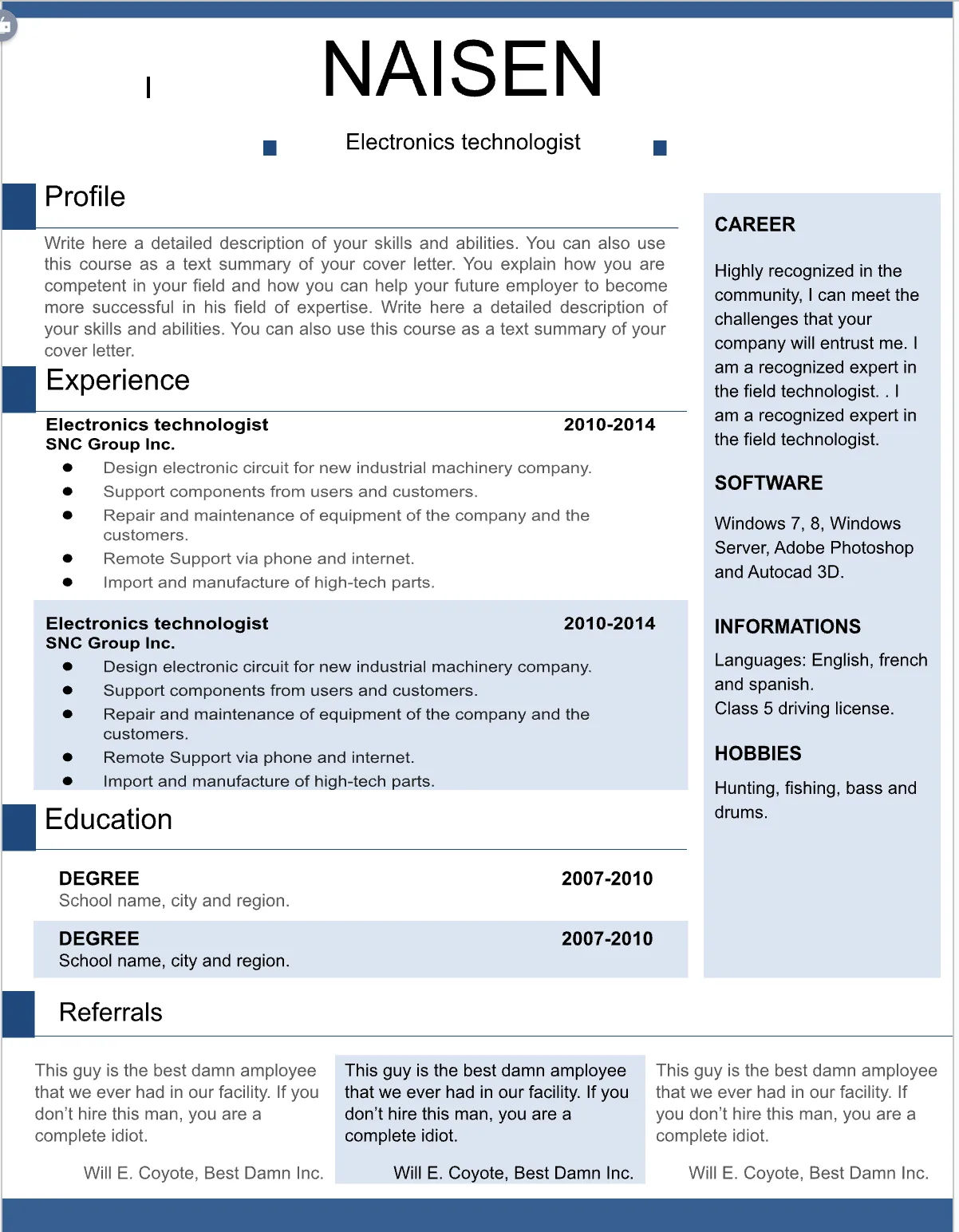 Template CV Profesional (Word) – ATS Friendly & Editable | CV Single Page #26 - 3 Colours