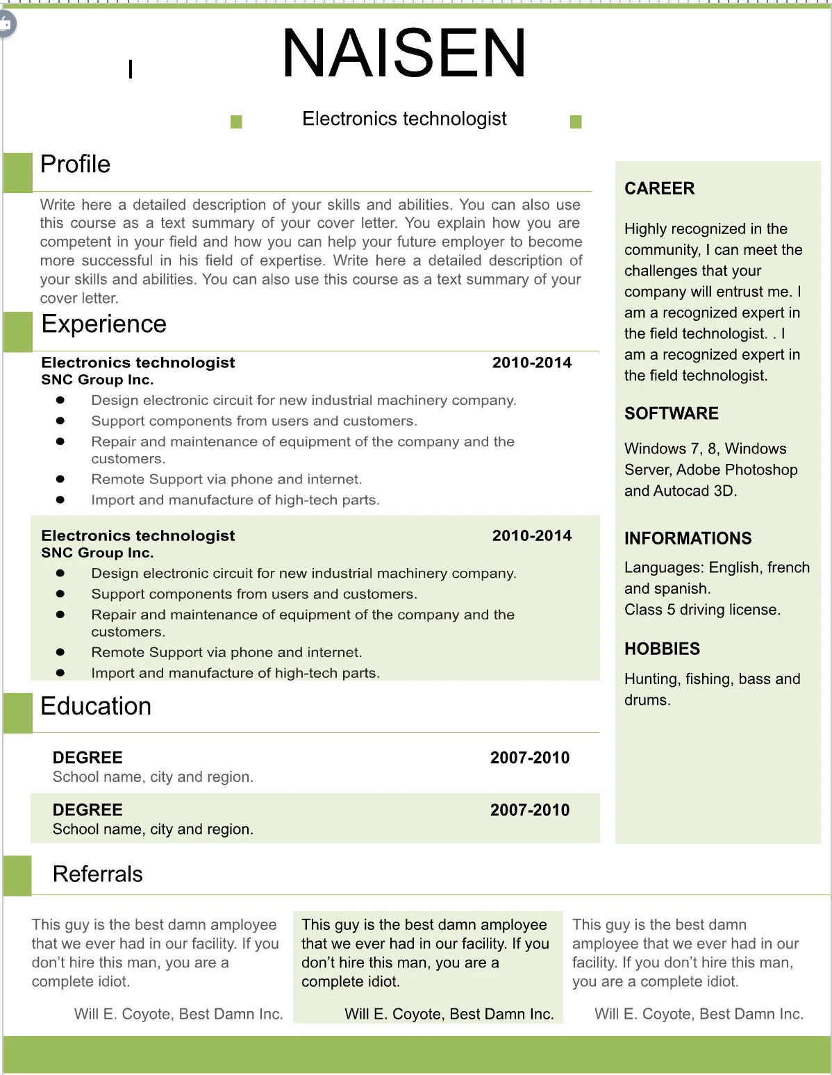 Template CV Profesional (Word) – ATS Friendly & Editable | CV Single Page #25 - 3 Colours