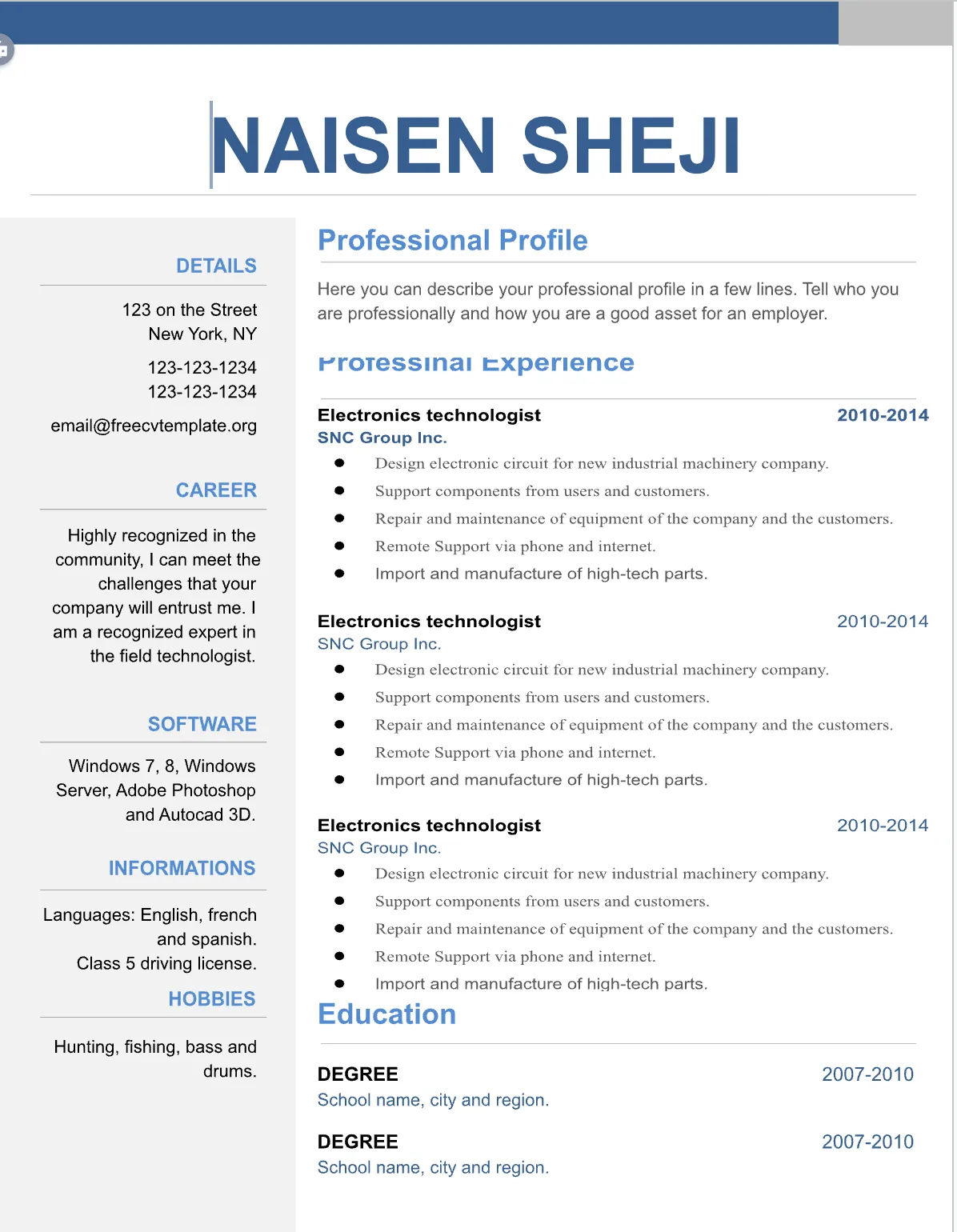 Template CV Profesional (Word) – ATS Friendly & Editable | CV Single Page #8 - 3 Colours