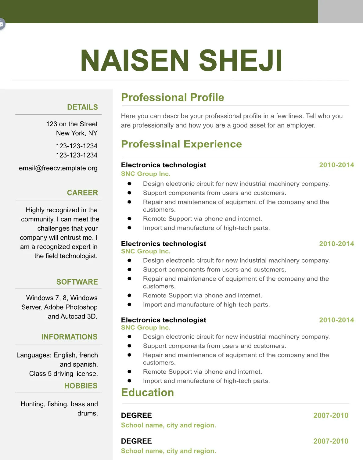 Template CV Profesional (Word) – ATS Friendly & Editable | CV Single Page #7 - 3 Colours