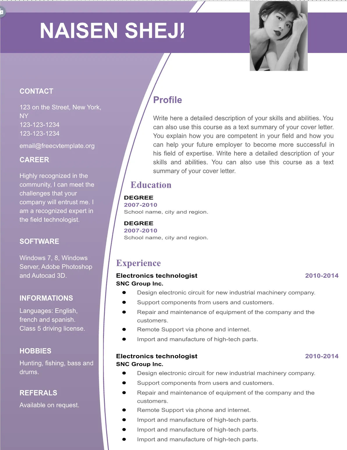 Template CV Profesional (Word) – ATS Friendly & Editable | CV Single Page #4 - 3 Colours