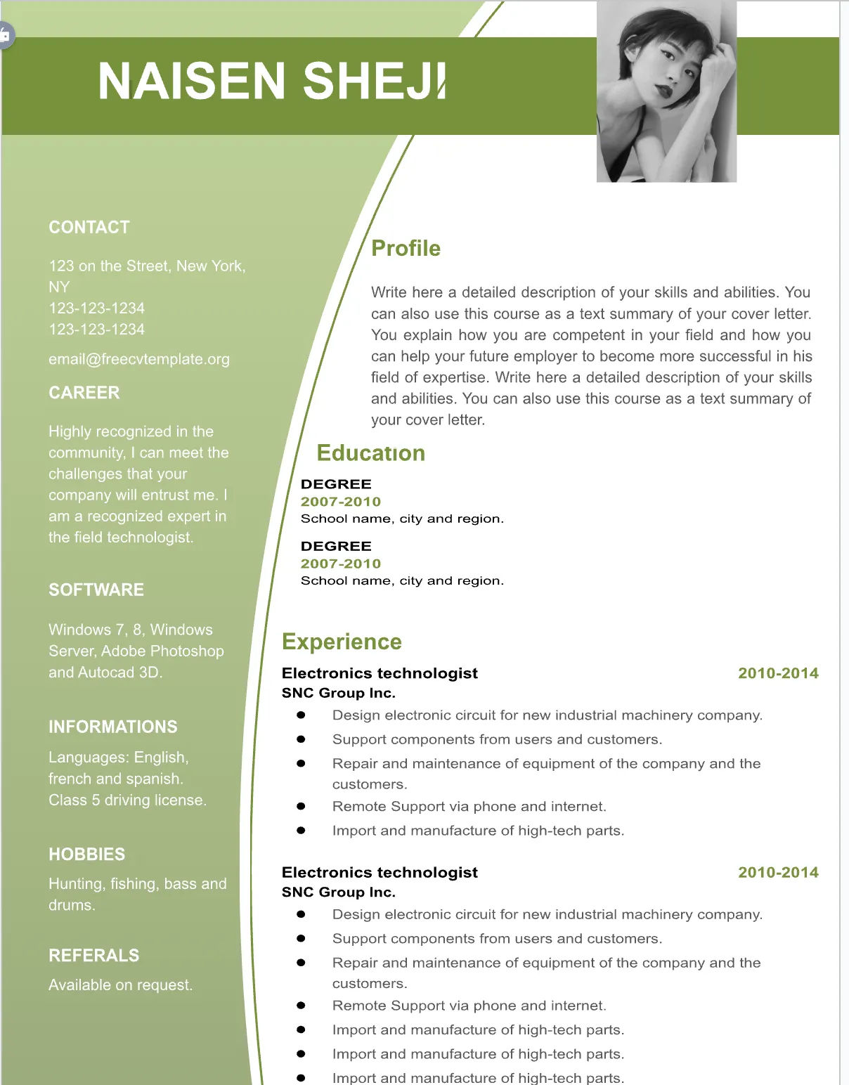 Template CV Profesional (Word) – ATS Friendly & Editable | CV Single Page #3 - 3 Colours