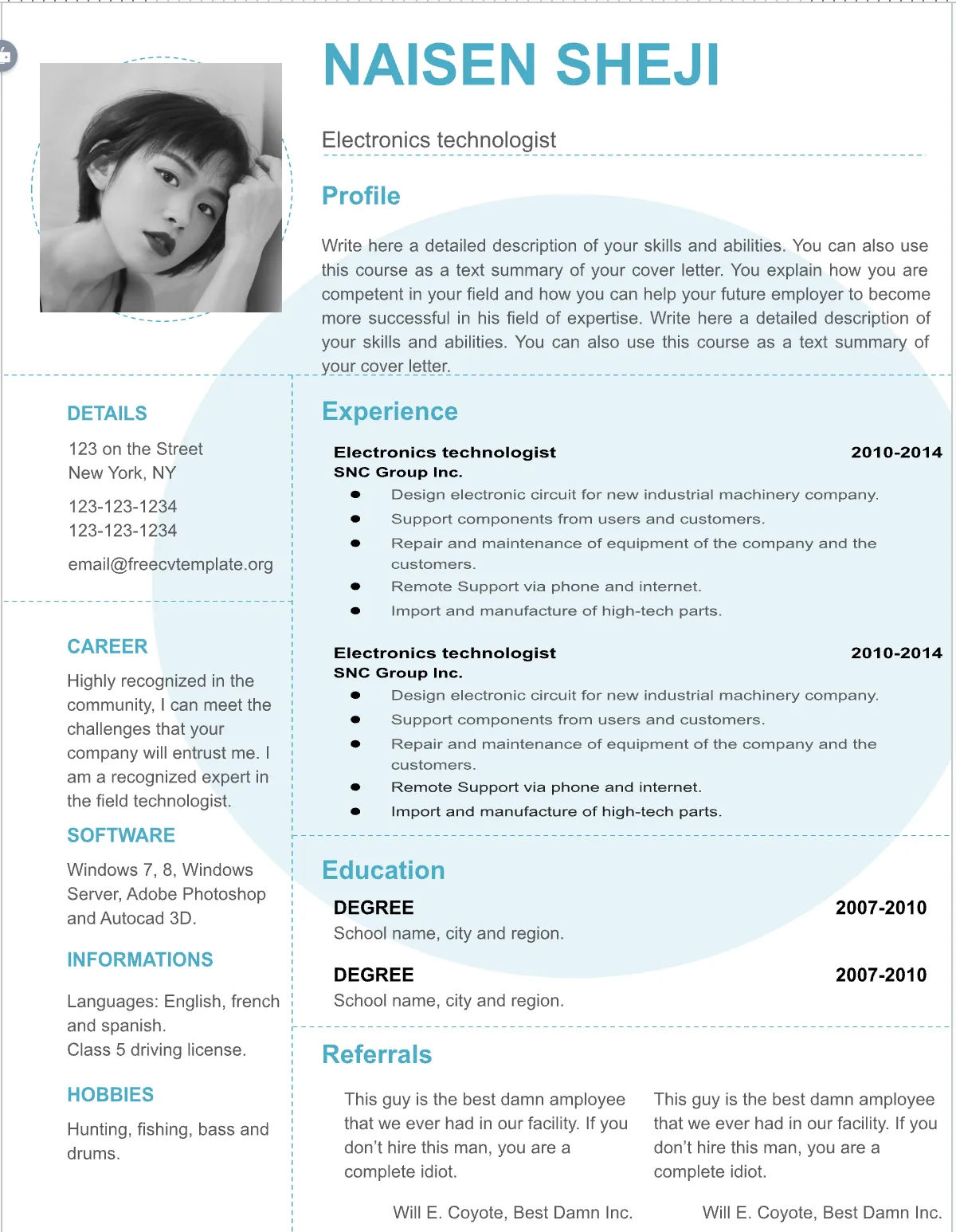 Template CV Profesional (Word) – ATS Friendly & Editable | CV Single Page #2 - 3 Colours