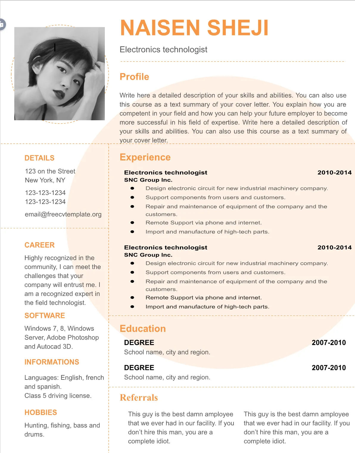Template CV Profesional (Word) – ATS Friendly & Editable | CV Single Page #1 - 3 Colours