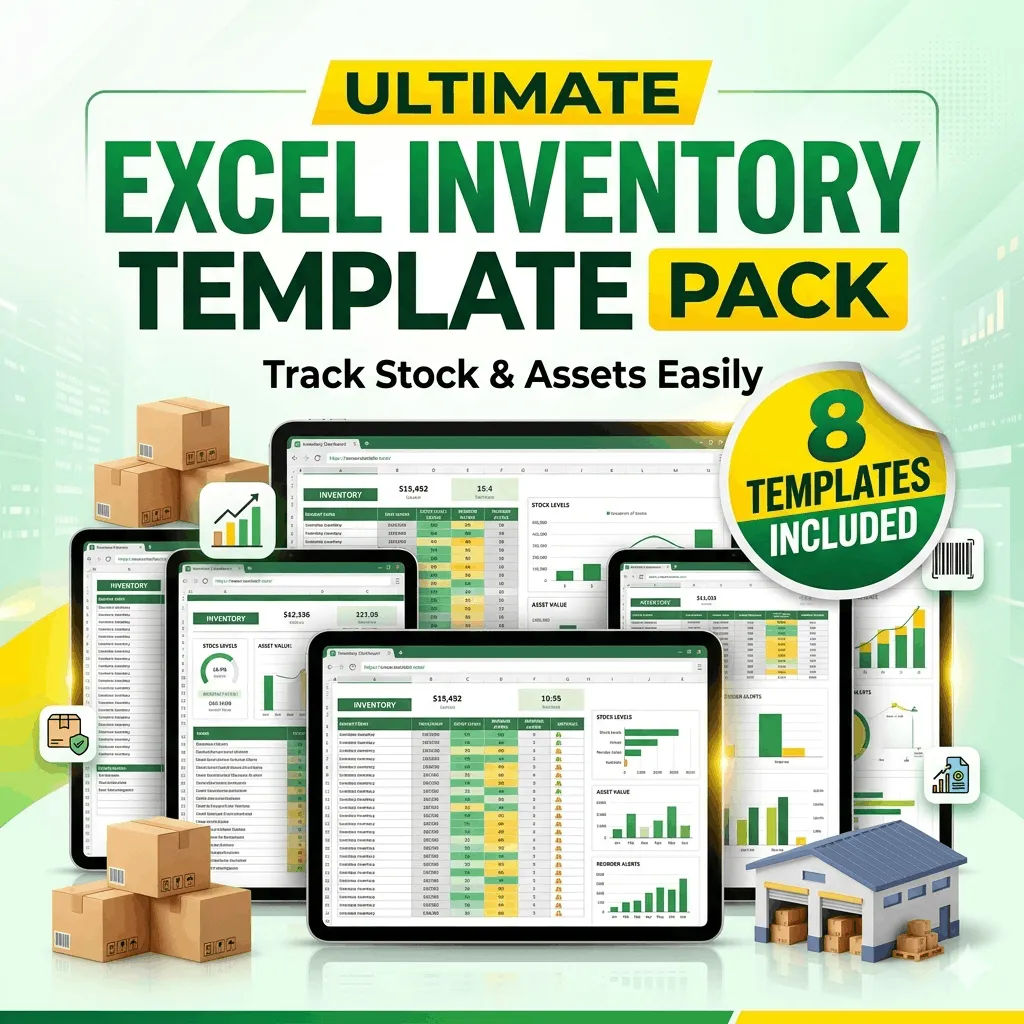Ultimate Excel Inventory Template Pack (8 File) – Asset, Stock, Equipment, Food & More