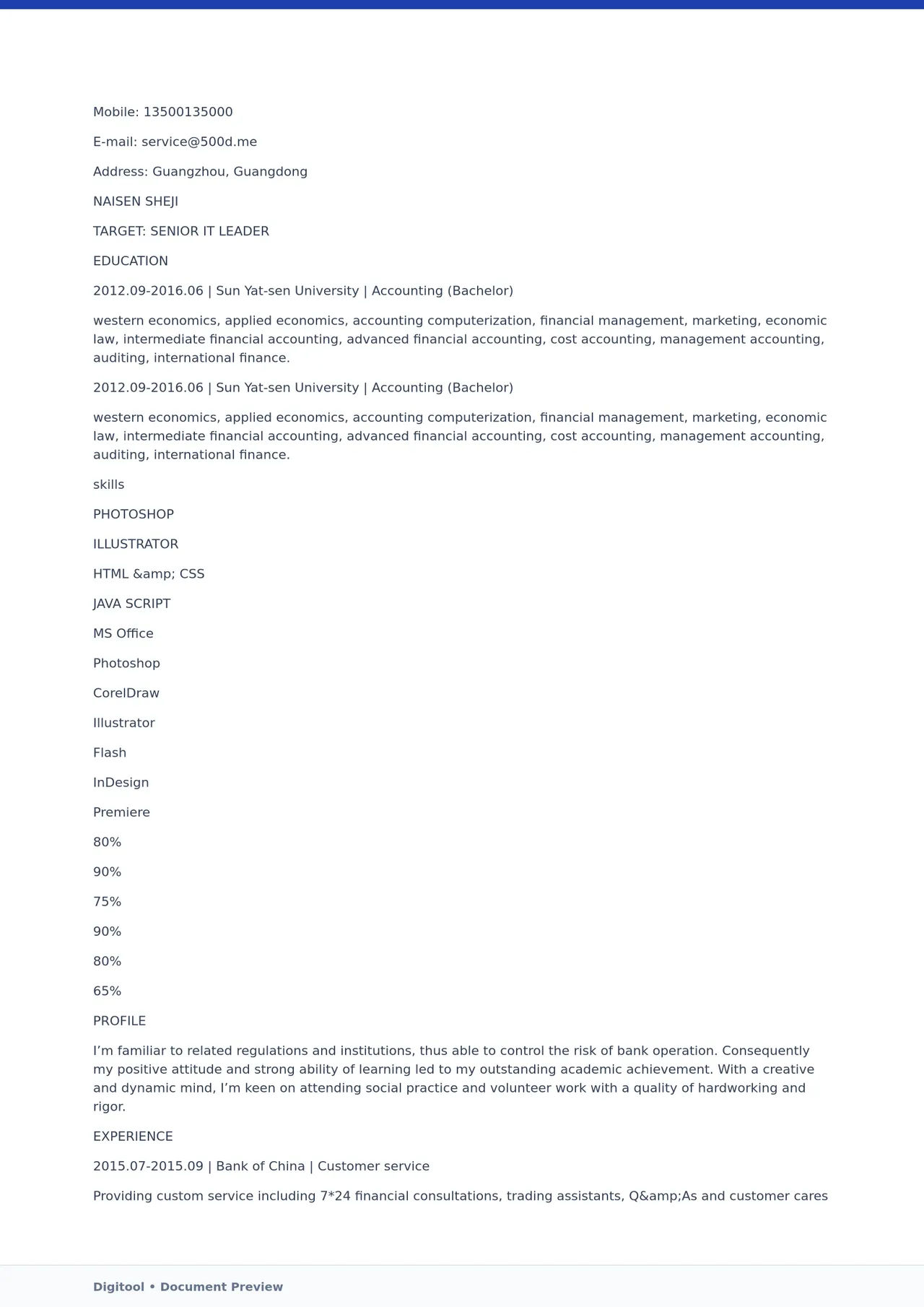 Template CV Profesional (Word) – ATS Friendly & Editable | CV Single Page #43