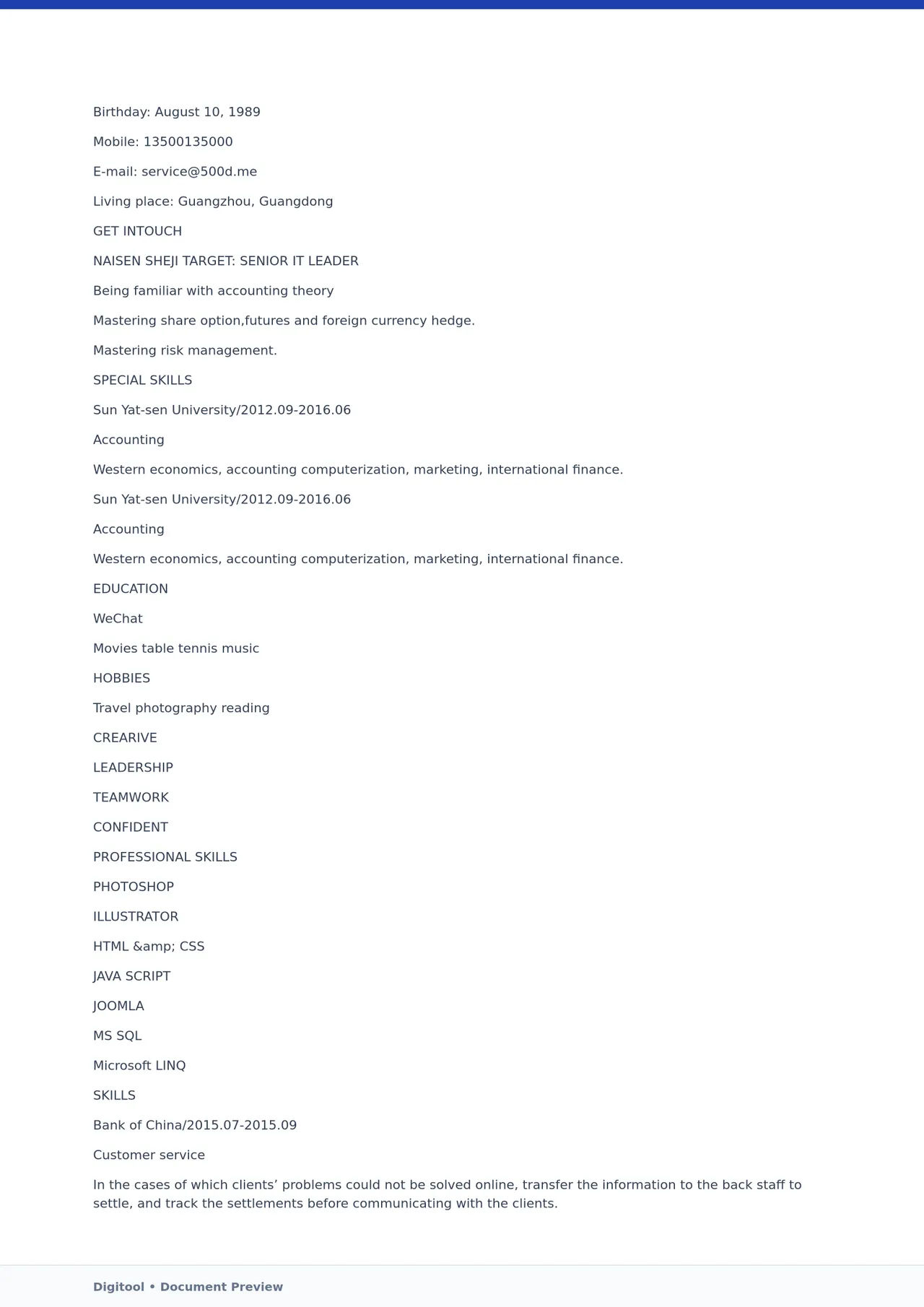 Template CV Profesional (Word) – ATS Friendly & Editable | CV Single Page #44