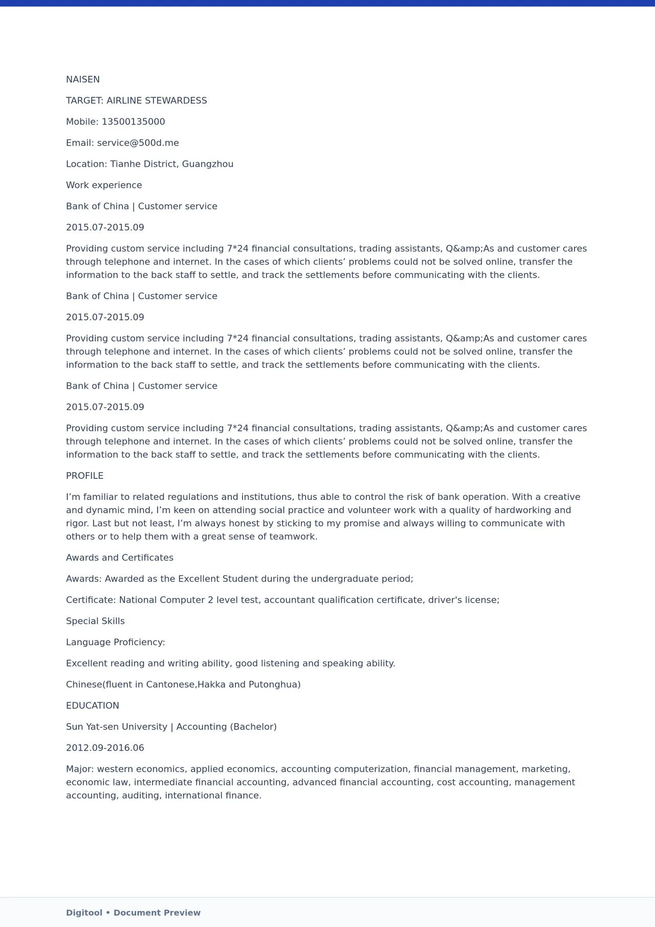 Template CV Profesional (Word) – ATS Friendly & Editable | CV Single Page #56