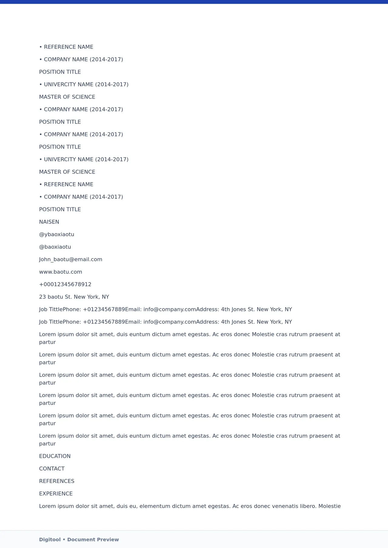 Template CV Profesional (Word) – ATS Friendly & Editable | CV Single Page #65