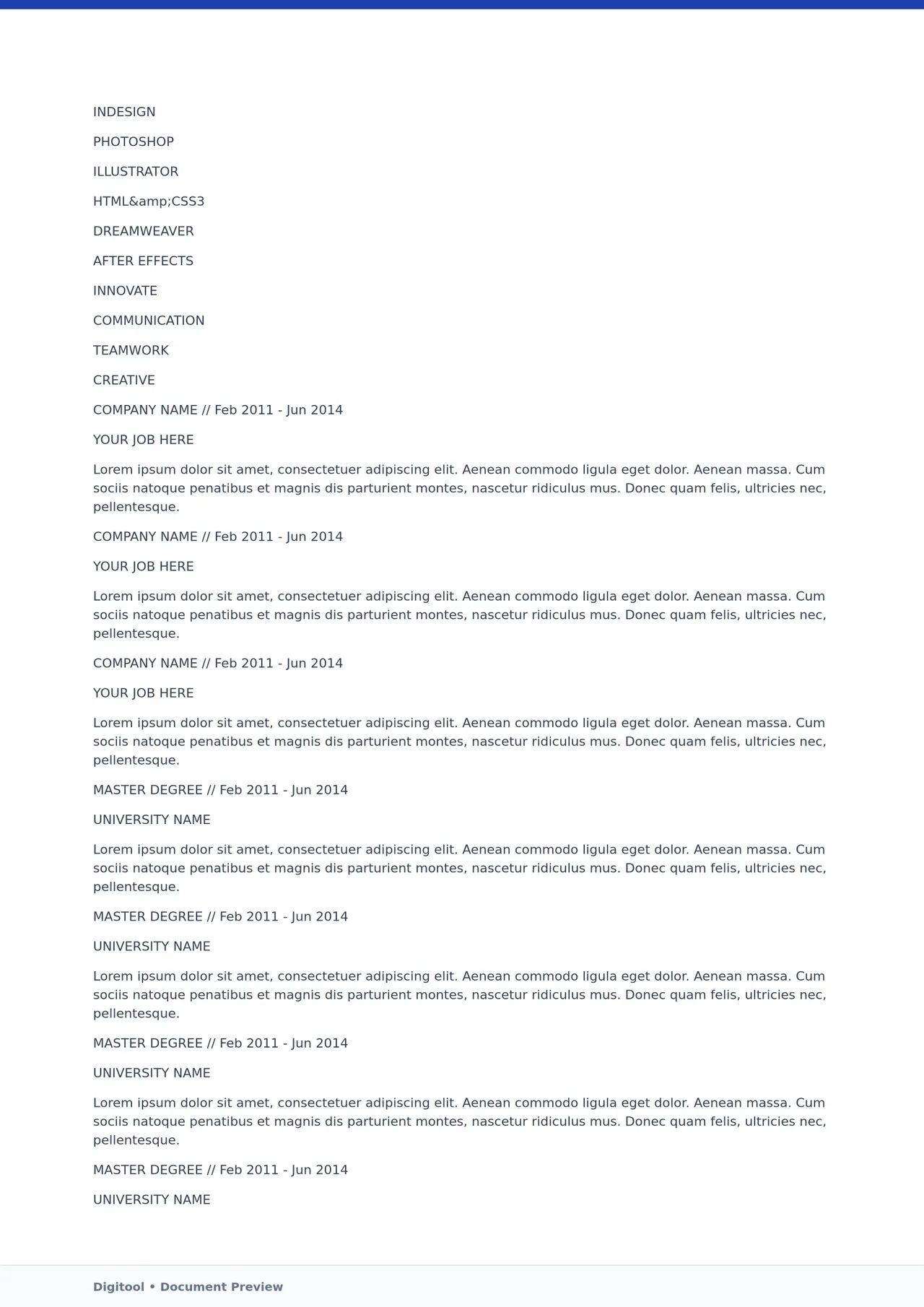 Template CV Profesional (Word) – ATS Friendly & Editable | CV Single Page #83