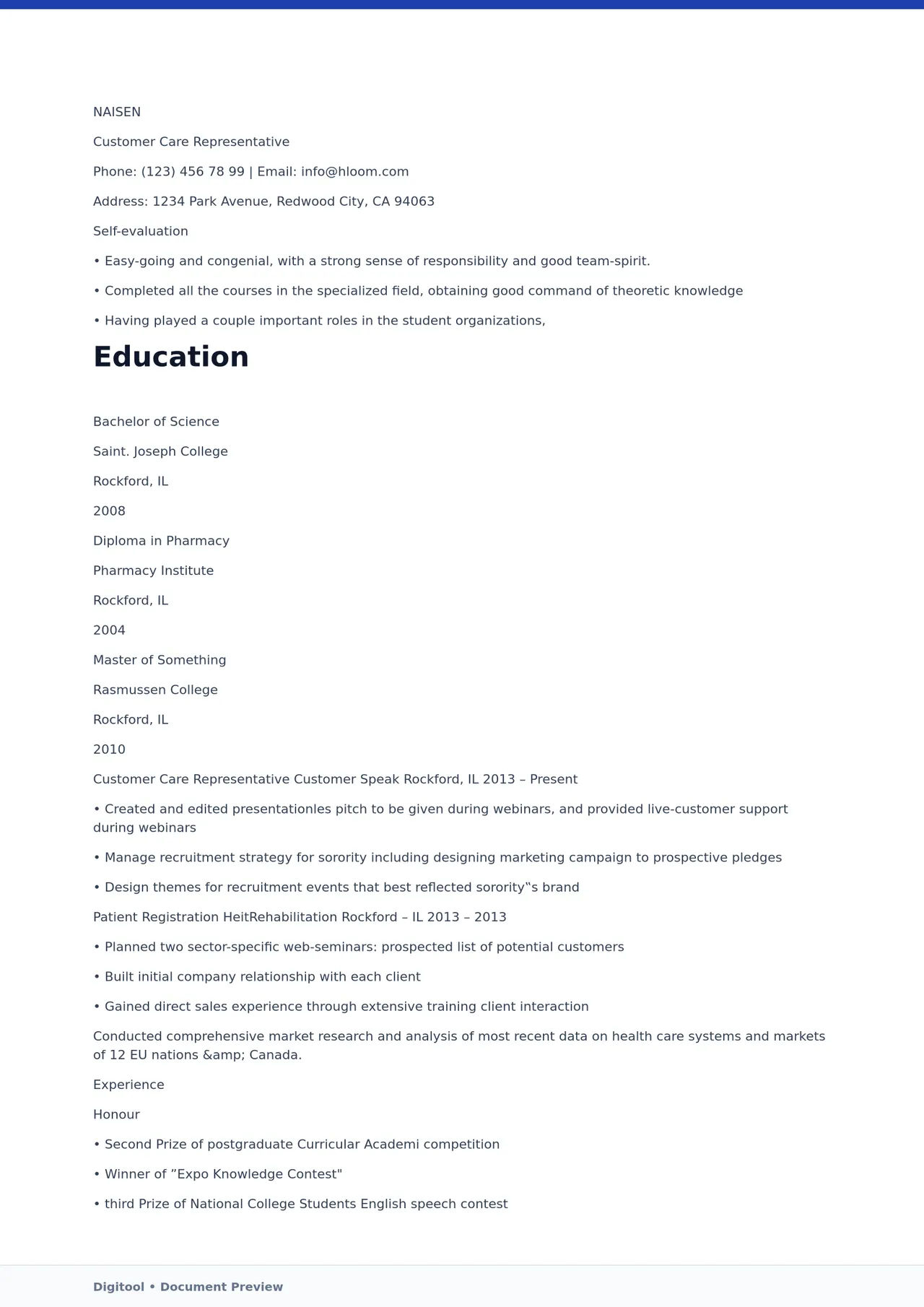 Template CV Profesional (Word) – ATS Friendly & Editable | CV Single Page #84