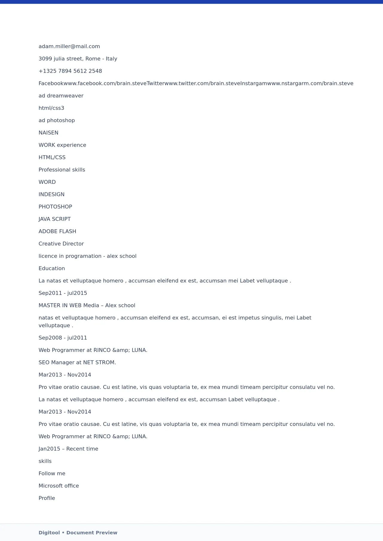 Template CV Profesional (Word) – ATS Friendly & Editable | CV Single Page #82