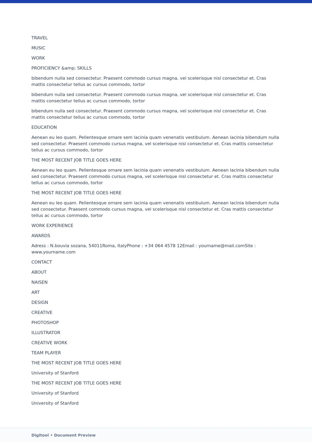 Template CV Profesional (Word) – ATS Friendly & Editable | CV Single Page #81