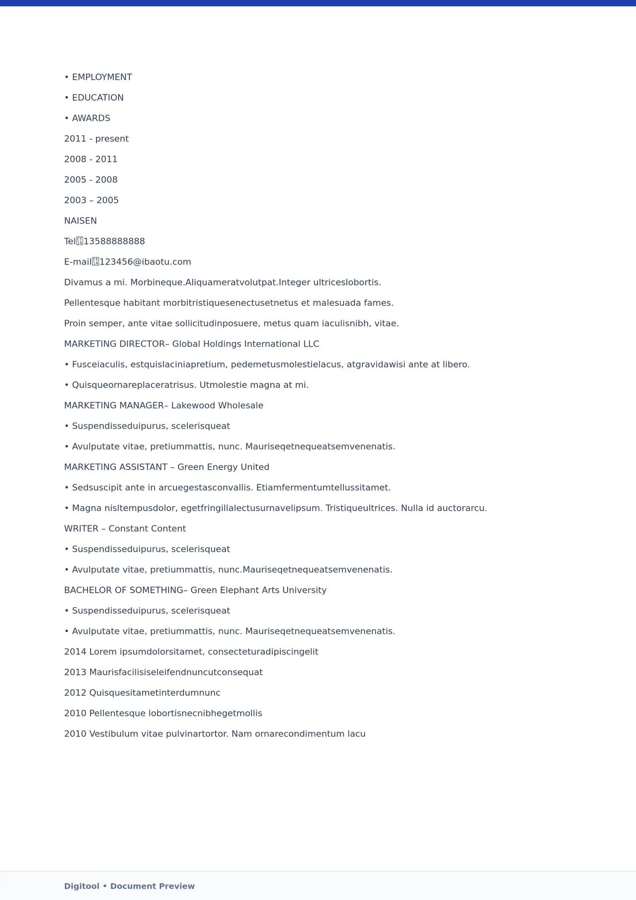 Template CV Profesional (Word) – ATS Friendly & Editable | CV Single Page #51