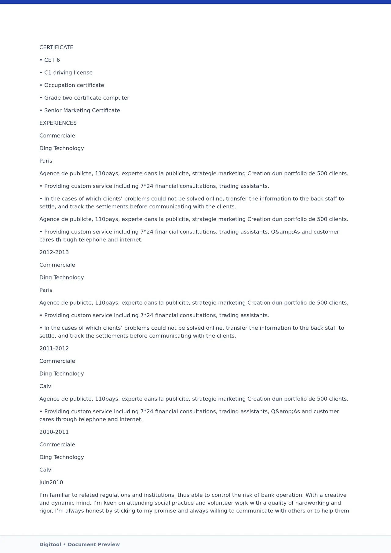 Template CV Profesional (Word) – ATS Friendly & Editable | CV Single Page #54