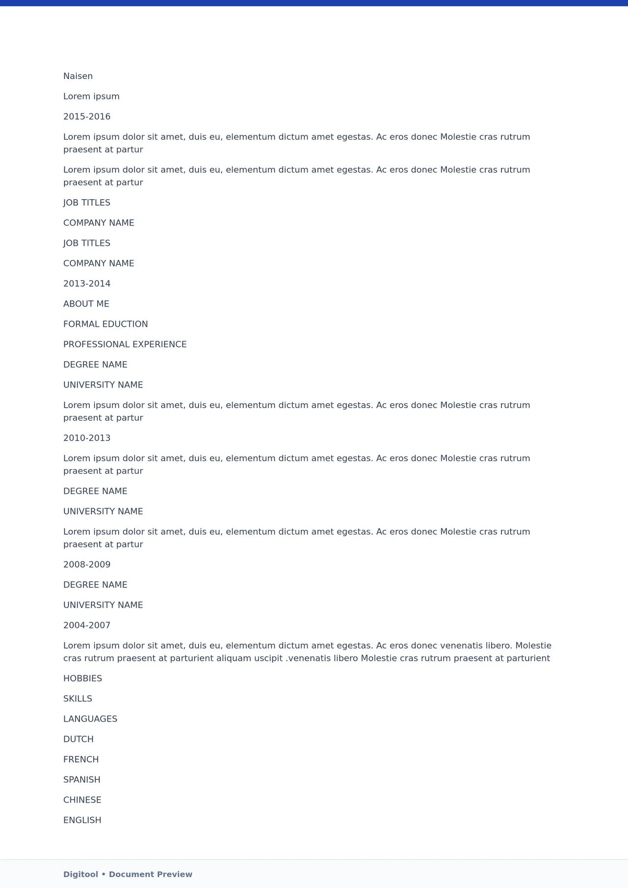 Template CV Profesional (Word) – ATS Friendly & Editable | CV Single Page #79