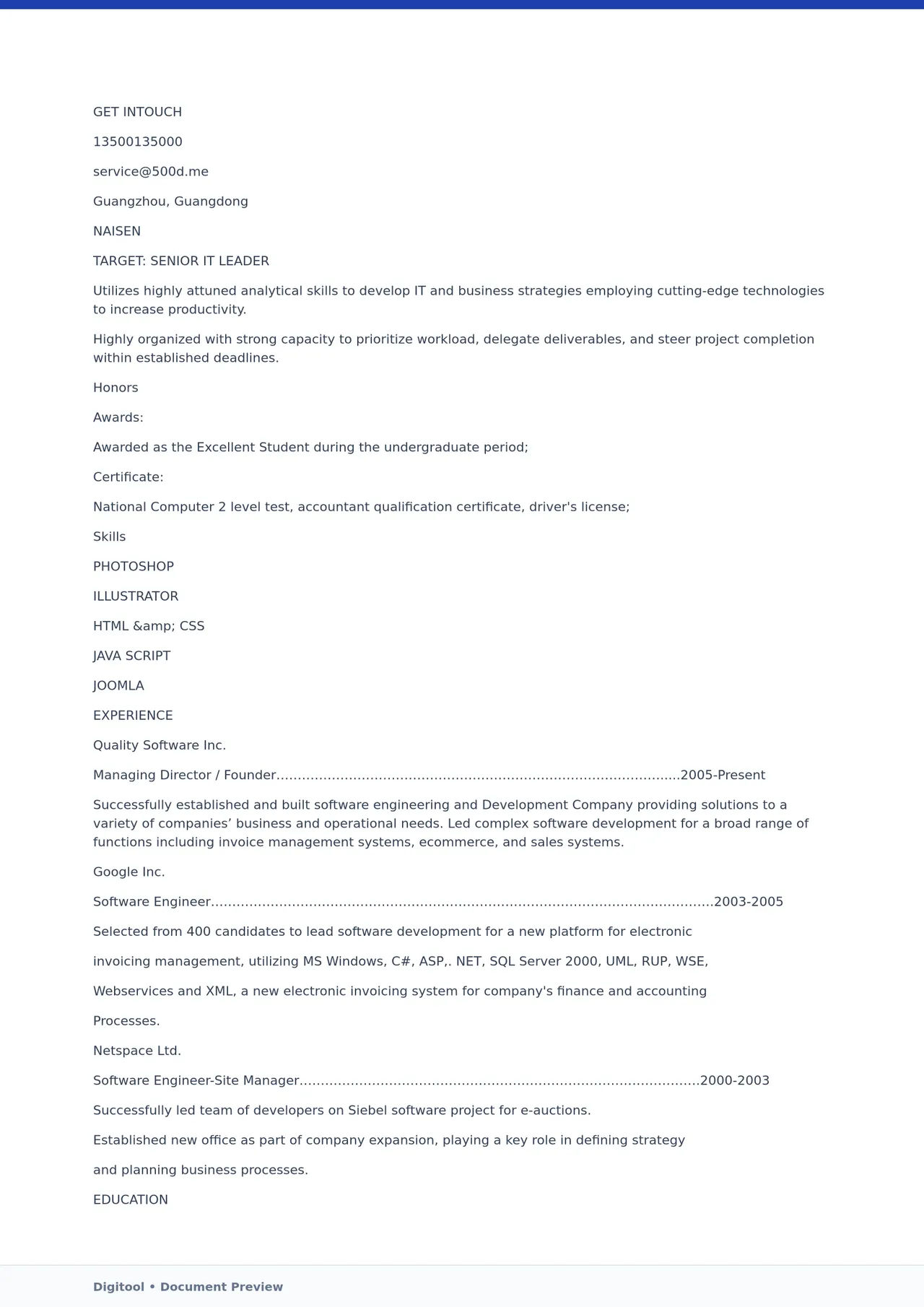 Template CV Profesional (Word) – ATS Friendly & Editable | CV Single Page #60