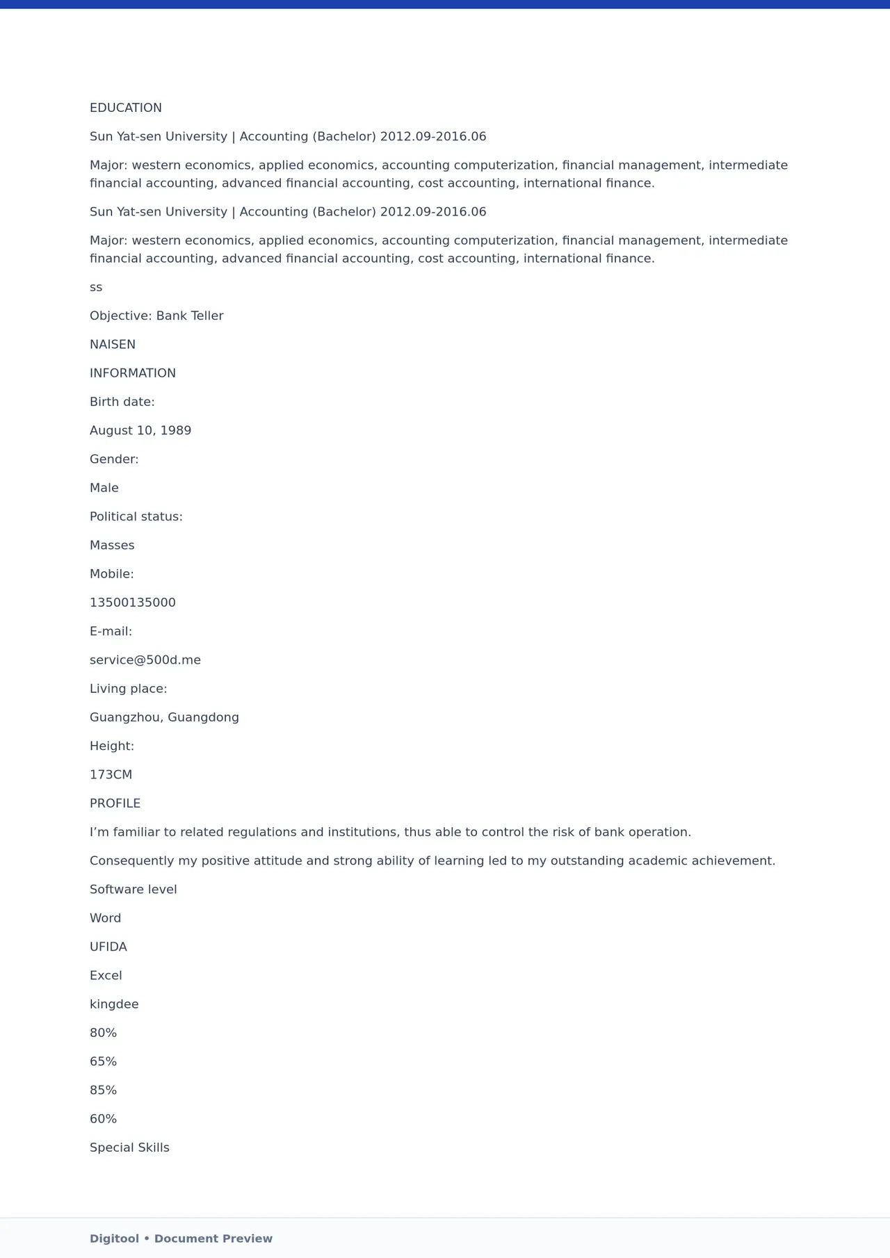 Template CV Profesional (Word) – ATS Friendly & Editable | CV Single Page #76
